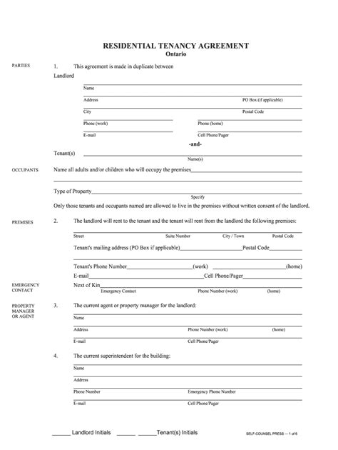 Residential Tenancy Agreement Fillable Form Printable Forms Free Online