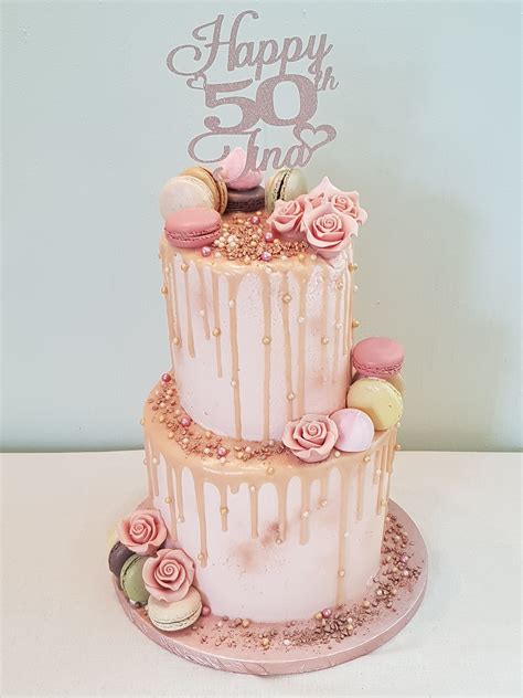 vintage cake craft 2 tier drip cake in rose gold tiered cakes birthday sweet 16 birthday
