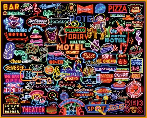 Black ten collage 1000 piece 19.75x28 personalized jigsaw puzzle. Neon Signs, 1000 Pieces, White Mountain | Puzzle Warehouse
