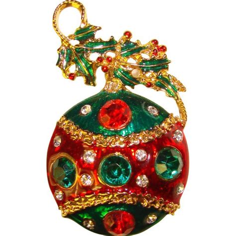 Fabulous Christmas Ornament Rhinestone Brooch Fabulous Christmas