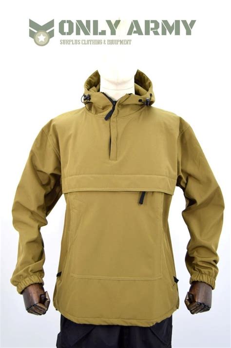 Tactical Softshell Anorak Smock Jacket Windproof Water Resistant Coyote