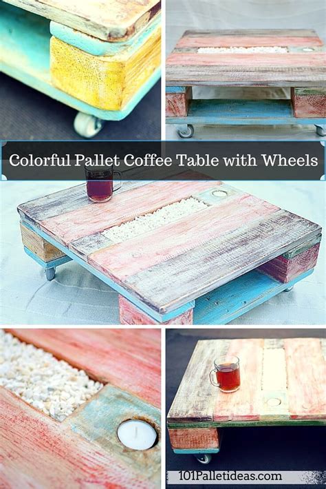 Accent tables are integral companions to any living space — whether indoors or out. Colorful Pallet Coffee Table with Wheels - Easy Pallet Ideas