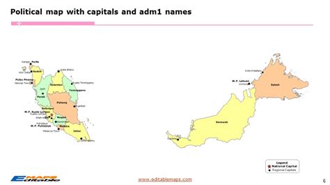 Malaysia Map With 13 States And 3 Federal Territories Editable