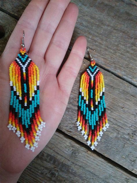 Native American Style Beaded Earringsdangling Earringsnative Image