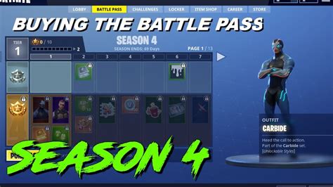 Fortnite Battle Royale Buying The Season 4 Battle Pass Showing All