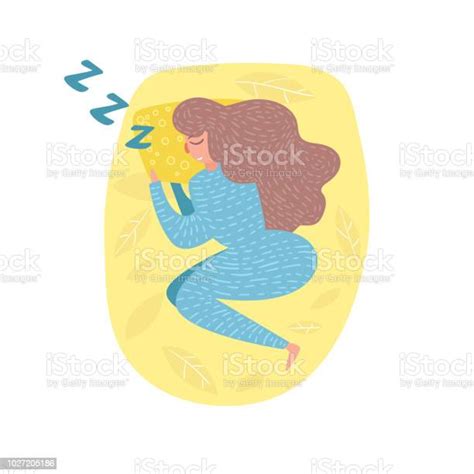 Woman Sleeping In Bed Vector Cartoon Isolated Art On White Background Stock Illustration