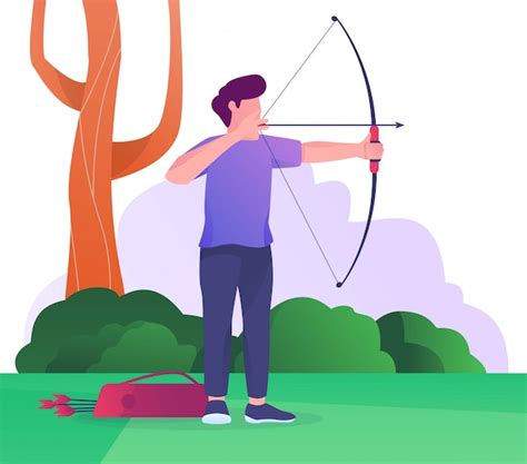 Premium Vector Archery Competition Flat Illustration Man