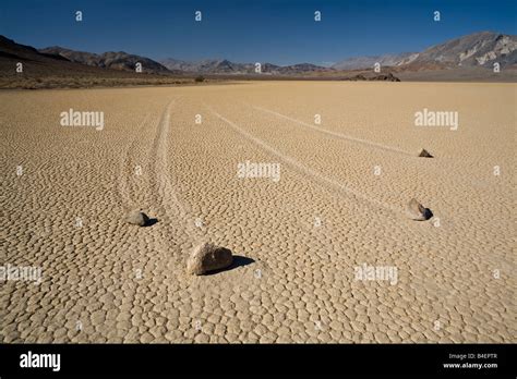Moving Rocks At The Racetrack Death Valley California Usa Summer Hot