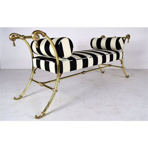 Mid Century Regency Style Brass Bench Chairish
