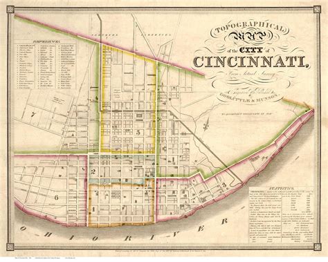 Cincinnati 1841 Doolittle And Munson Old Map Reprint Ohio Cities