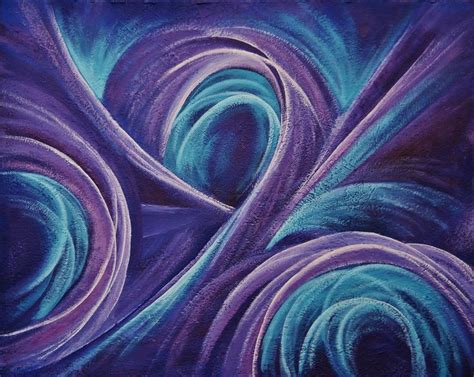 Acrylic On Canvas Abstract Ice Crystals Cool Colors Lavender