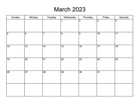 March 2023 Calendar Template Calendar Dream