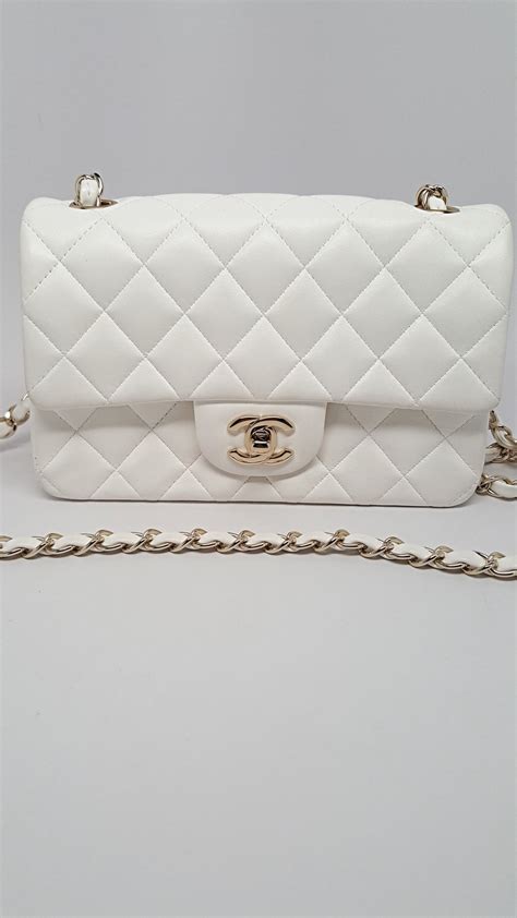 Chanel Classic Off White Quilted Lambskin Mini Flap Bag Hebster Boutique