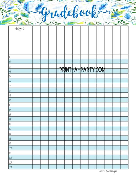 Teacher Planner Gradebook Binder Pages Printable Instant
