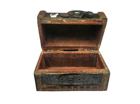 Old Wooden Box Open Antique Trunk Empty Vintage Trunk Stock Image