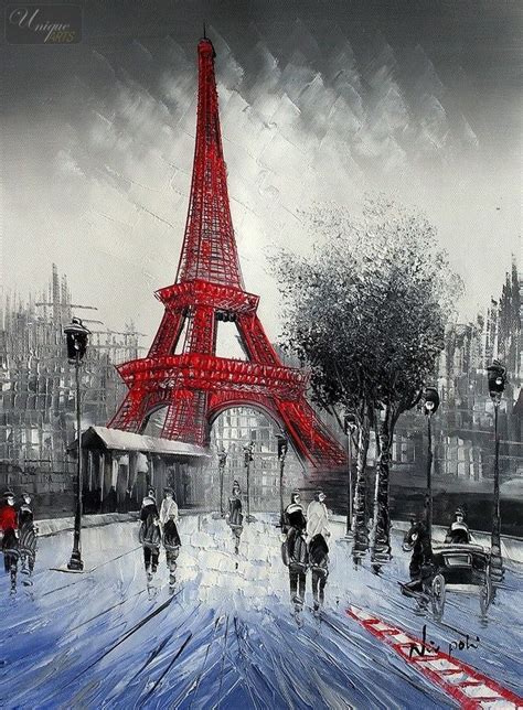 Modern Art Paris Winter Scene 12x16 Oil Painting Eiffel Tower
