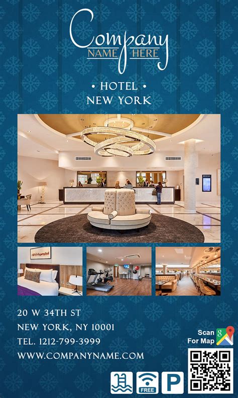 Le bleu hotel & resort is an ideal place for an unforgettable holiday experience on the background of a spectacular sunset on romantic evenings, hilarious conversations, accompanied by delicious tastes. Free Sample Blue Hotel Lobby Ad Brochure Template
