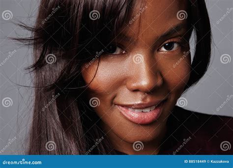 Closeup Portrait Of Mixed Race Woman With Ideal Skin Stock Image