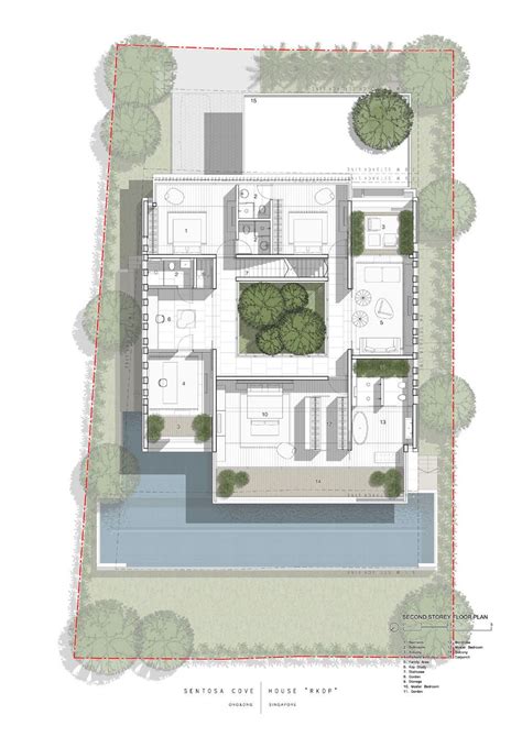 An Aerial View Of The Ground Plan For A House With Lots Of Trees And Bushes
