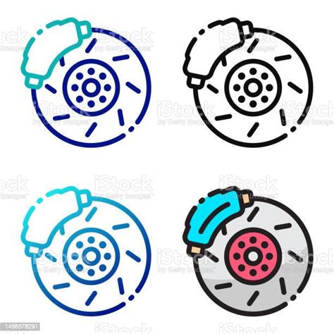 Desain Ikon Rem Cakram Dalam Empat Variasi Warna Ilustrasi Stok Unduh