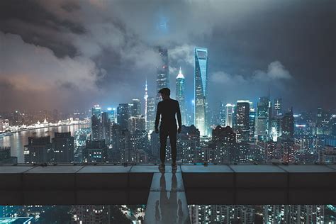 Hd Wallpaper Man Standing On Skyscraper Wallpaper Man Wearing Black
