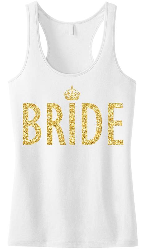 Bride Gold Glitter White Tank Top Glitter For Bling Available In Sizes Xs S M L Xl 2xl