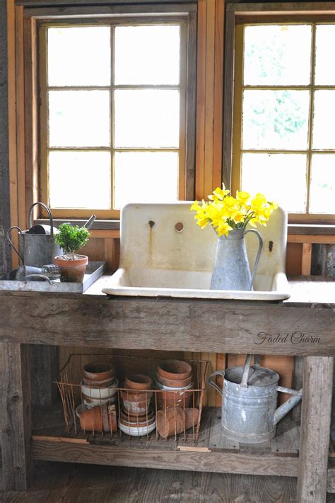 ~spring Has Sprung In The Garden House~ Garden Sink Potting Bench