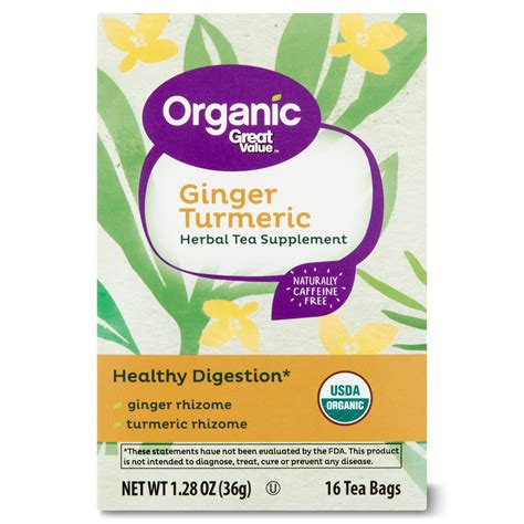 Great Value Organic Herbal Tea Supplement Ginger Turmeric Oz