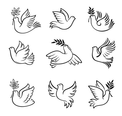Christmas Dove Vector Silhouettes Bird Of Peace 23838833 Vector Art At