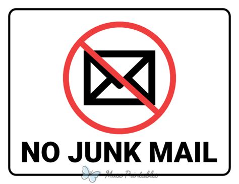 Printable No Junk Mail Sign