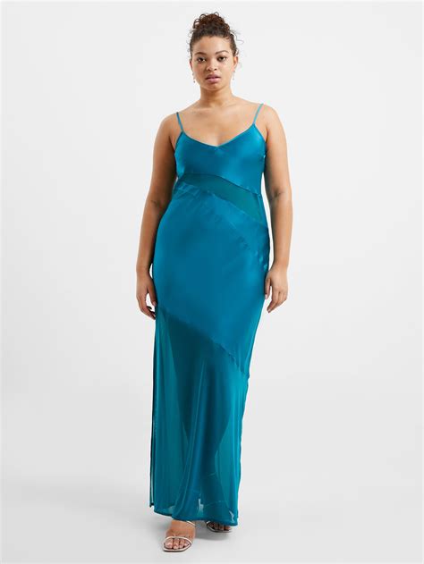 Inu Satin Strappy Maxi Dress Ocean Depths French Connection Us