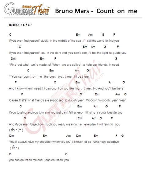 Count On Me By Bruno Mars Guitar Chords Lyrics Digital Sheet Music In Hot Sex Picture