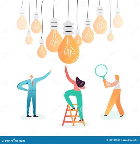 Business Characters Searching Creative Idea Teamwork Innovations Concept Stock Vector