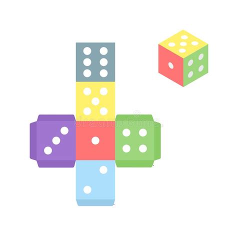 Gamecube For Print Multicolor Dice Template On White Background Stock
