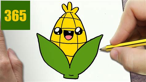 How To Draw A Corn Cute Easy Step By Step Drawing Lessons For Kids Youtube