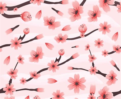 Seamless Pattern Of Cherry Blossom Vector Art And Graphics
