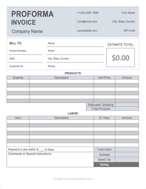 Export Proforma Invoice Template Excel Background Invoice