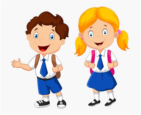 Transparent Cartoon Kids Png Boy And Girl In School Uniform Clipart
