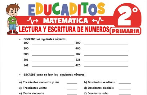 Lectura Y Escritura De Números Para Segundo De Primaria