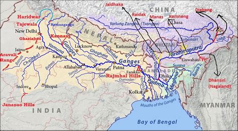 Ganga Brahmaputra River System Major Tributaries Of The Ganga