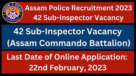 Assam Police Recruitment 2023 42 Sub Inspector Vacancy In Assam