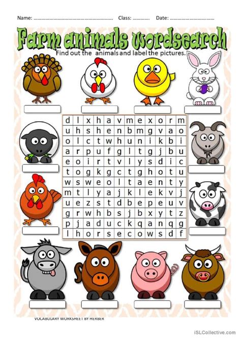 Farm Animals Wordsearch Word Search English Esl Worksheets Pdf And Doc