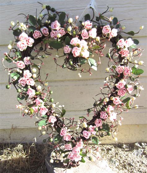 Heart Shaped Wreath Pink Roses Front Door By Laurelsbylaurie