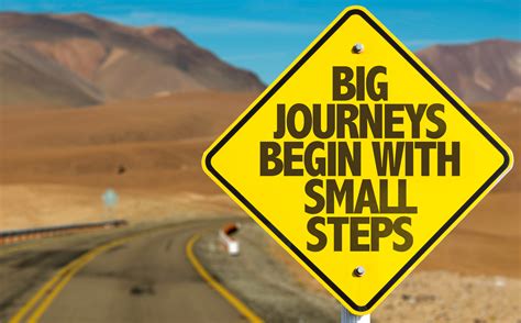 Big Journeys Begin With Small Steps Sign With Sky Background House To