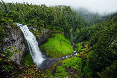 Royalty Free Photo Water Falls Surrounded With Mountain Range Pickpik