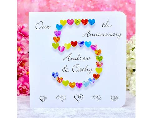 5th Wedding Anniversary Card Personalised Our 5th Etsy Uk