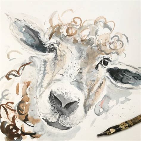 Inky Sheep Illustration Print By Kate Moby | notonthehighstreet.com