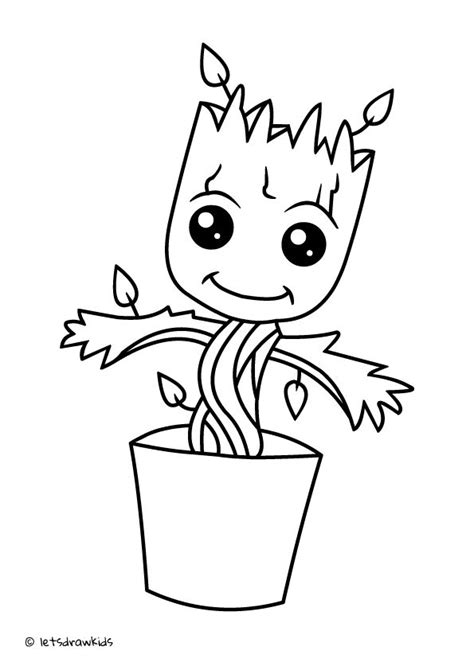 Baby Groot Coloring Pages Printable Groot From Guardians Of The