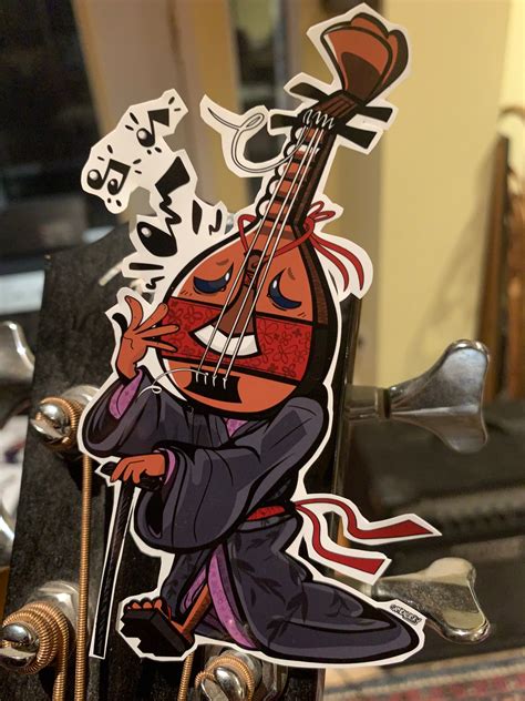 Biwabokuboku haunted biwa lute Tsukumogami yokai sticker. | Etsy