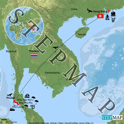 Stepmap Hong Kong Thailand Landkarte Für Welt